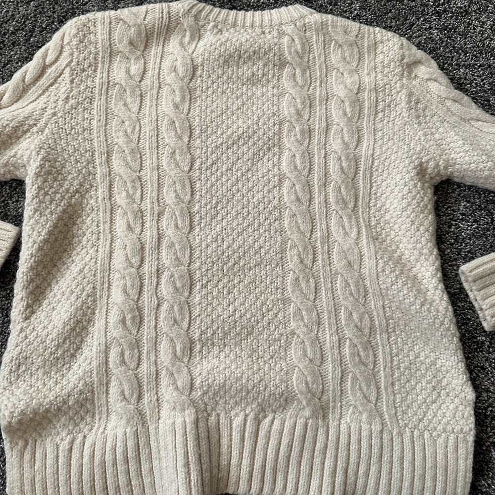 Abercrombie & Fitch Sweater Womens M White Cream Fishermen Cable Knit Pullover - Picture 16 of 16
